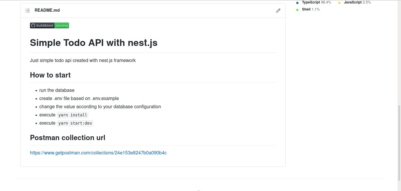 Simple Todo API with nest.js